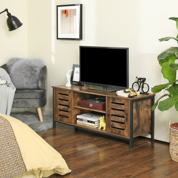 TV spintelė su lentynomis ir durelėmis ruda 110cm pločio 4